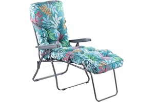 Alfresia Sun Lounger – Reclining Garden Sun Lounger, Classic Cushion Included, Thick Foam Filling, Charcoal Frame, Fully Adjustable Position, Outdoor Seating, Foldable