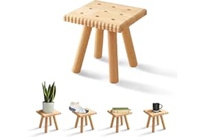 Yier Mei Small Cookie Wooden Stool, 24cm Solid Square Plant Stand, Removable Portable Step Stool for Kids Adults Living Room,Bathroom, Kitchen, Office, Garden, Fishing