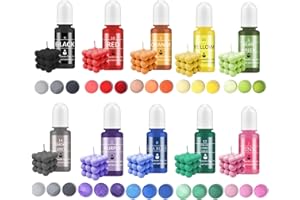 ‎BOLOSA Bolosa Kerzenfarbe, Kerzenwachs Farbe, 10 Farben Wachs Kerzen Farbe, Farbe für Kerzenwachs, Hochkonzentrat Flüssiger Kerzen Farbe für Kerzenwachs, Sojawachs, Paraffinwachs, Gelwachs - je 10 ml