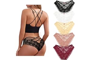 Lishang 5 Pack stringi damskie seksowne szykowne koronkowe majtki damskie pończochy figi stringi bikini bielizna pokusa majtki