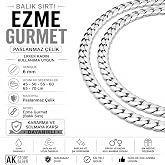 G&uuml;m&uuml;ş Kaplama 316 L Paslanmaz &Ccedil;elik Ezme Balıksırtı Gurmet K-232 Sık &Ouml;rme İtalyan Model Zincir Kolye 6 MM