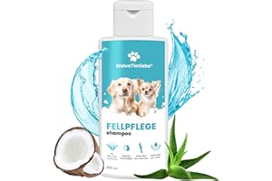 Wahre Tierliebe Hundeshampoo - Rückfettend mit Optimalem PH-Wert und Ohne Silikone | Kokosnuss-Extrakt & Aloe Vera | Hundeshampoo gegen Geruch und Schmutz | Fellpflege Hund Made in Germany, 250ml