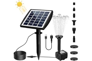 HALOVIE Solar Powered Fountain Pump Solar Pond Pump Solar Water Feature Pump for Garden 3W Solar Panel Kit 6 Nozzles for Pond Fountain Bird Bath
