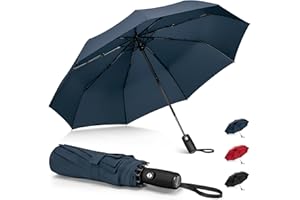 NINEMAX Kompaktowy parasol podróżny, automatyczny, wiatroszczelny parasol dla mężczyzn i kobiet, odporny na wiatr, do 60 MHP, wytrzymały parasol przeciwdeszczowy