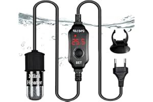 BORDEAG Riscaldatore per acquario, mini riscaldatore per acquario, riscaldatore sommergibile per acquari, riscaldatore digitale per acquario con display LED e regolatore di temperatura esterno regolabile