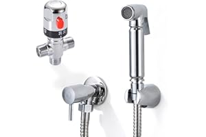 Xcel Home CAW TH Set Doccia termostatico Bidet, doccetta WC in Ottone igienico Shattaf, Finitura cromata