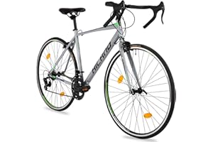 ROCKSHARK Hiland Rennrad 700c Stahlrahmen mit 14 Gang-Schaltung mit klemmbremse Racing Bike Citybike Pendlerfahrrad Blau/Schwarz/Silber für Damen und Herren