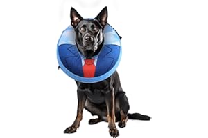 SMIM Inflatable Dog Collar with Quick Release and Adjustable Fit,This Protective Dog Cone for After Surgery Protects from Stitches, Bites, Licks and Wounds, Soft Pet Recovery Collar for Dogs (Blue, Large)