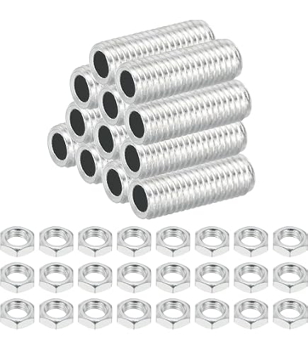 Lot De 30 Tiges Filetées Creuses M10 70mm - Mamelons Lampe Zingués