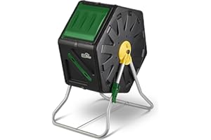 DF OMER Composter piccolo - Compostiera da giardino compatta a camera singola - Capacità di rotazione robusta di 70 l (18,5 gal) con protezione UV