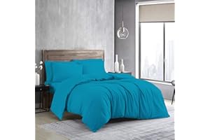 MistyMorning Plain Duvet Cover sets, Soft & Premium quality Bedding & Linen, 100% Egyptian Cotton with 200 Thread Count. (Teal, King)