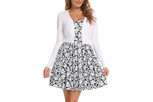 ENJYAM Cardigan Mujer Corto Bolero Chaqueta de Punto Básico de Manga Larga con Botones Rebecas Cuello en V Abrigo