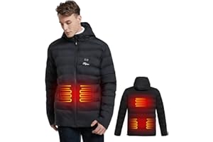 Telguua Beheizbare Jacke mit Powerbank, Herren Heizjacke 14400mAh 7.4V, Beheizte Jacken with Kapuze, Heizbare Jacke Daunenjacke Winterjacke Wärmende Jacket für Weihnachten