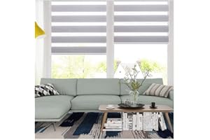 SMONTER Easy Fix Zebra Roller Blind,Day and Night Blinds Curtains with Install Accessories (50CMx150CM, GREY)