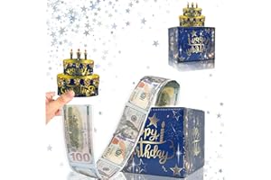 DAOFEN Happy Birthday Money Gift Box for Cash Gifts, Money Presentation Box for Cash Gifts Birthday, Pull out Surprise Money Gift Box, Creative Ways to Gift Money With Money Roll Gift Box, Money Gift Ideas