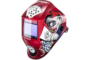 STAMOS WELDING GROUP Stamos Masque de Soudure Casque de Soudage Pokerface PROFESSIONAL SERIES (protection contre la luminosité DIN 9-13, champ de vision de 100 x 65 mm, délai d'activation 1/30.000 s)