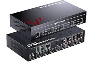 V AV ACCESS Divisor de Matriz HDMI 4x4, 4K@60Hz con HDR Dolby Vision, Extracción de Audio SPDIF 5.1CH, Reducción de Escala de 4K a 1080P, CEC, Interfaz de Usuario Web, Memoria de Apagado, Control IR API RS232