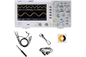 OWON SDS1102 Digital Storage Oscilloscope with 2 Channels, 1GS/s Sample Rate, 7" High Resolution LCD, 100MHz Bandwidth, Portable Professional Oscilloscope Kit, Super Economic Type