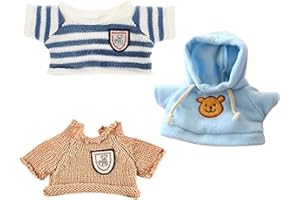 XNBTFK 3 PCS Bear Clothes Set, Cute Teddy Bear Outfits for Stuffed Animals, Build A Bear Clothes for DIY Plush Dolls, Soft and Durable Hooded Bear Costumes for 20cm Bears