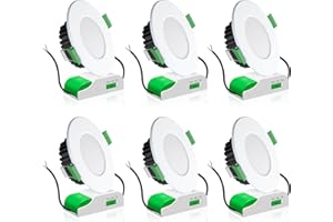 ‎ALUSSO ALUSSO LED Einbaustrahler 230V Flach LED Spots Dimmbar 8W IP44 Bad Einbauleuchten Deckenspots Deckenstrahler, Warmweiß 3000K Neutralweiß 4000K Kaltweiß 5700K Einbauspots für Badezimmer Küche, 6er Set
