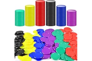 FGen 400 Pcs Kunststoff Pokerchips 6 Farben,Mini Poker Chips Spielsteine,Kleine Lernzähler,Bingo Blanko Chips Karte für Kinder Belohnung1,18 Zoll (A)