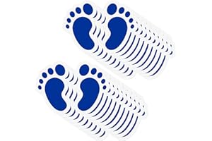 YIKIADA Blue Floor Stickers with Footprint Pattern 10 × 15 cm Vinyl Self-Adhesive Floor Markings for Children Imprint Waterproof Floor Stickers 20 Sheets
