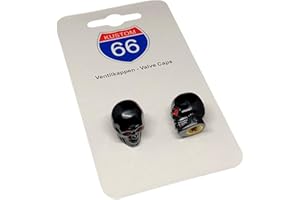 KUSTOM66 Set di 2 tappi per valvole a teschio v2 nero per moto