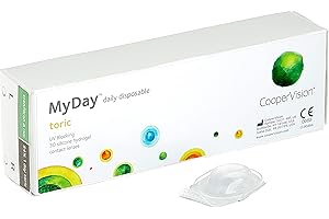 MYDAY Daily disposable Torisch Tageslinsen weich, 30 Stück / BC 8.6 mm / Dia 14.5 mm / CYL -0,75 / ACHSE 90 / -1.25 Dioptrien