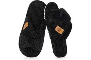 Dokela Pantoufles Femme Mousse à Mémoire Chaussons Peluche Chaud Bandes Croisées Bout Ouvert Chaussures Antidérapantes Slippers
