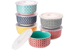 DOWAN Pirottini per Soufflé con Coperchio, 6 X 120 ml Stampi a Prova di Forno per Crème Brulée, Muffin, Mini Ciotola Porcellana per Forno, Salsa, Snack, Fruttoda, Ø 9,0cm-Colori Vivaci