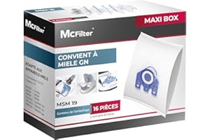 McFilter I 16 sacs à poussière compatibles avec les aspirateurs Miele série GN S2 S4 S5 S6 S8, Complete C2/C3, Classic C1 I 8 filtres inclus I MAXI BOX