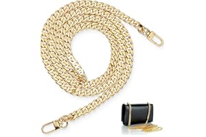 DEFGNOP Chaîne Sac à Main 120CM Chaine Sac Or, Chaînes de Sac à Main en Métal Remplacement, Chaine pour Sac a Main Doré Chaîne de Sac à Main avec Boucles pour Sac Bandouliere, Sac, Porte-Feuille