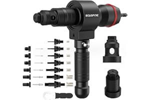 Beaspire 2 in 1 Rivetto Dado Adattatore per Rivettatrice Elettrica Professionale per Avvitatore a Batteria e Trapano, Rivettatrice per rivetti ciechi e dadi con rivetti 2,4-6,4mm, M3-M12 Mandrini