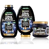 Garnier Ultra Dolce Routine Completa Carbone Magnetico, Kit Con Shampoo, Balsamo E Maschera, Per Cute Grassa E Lunghezze Secc