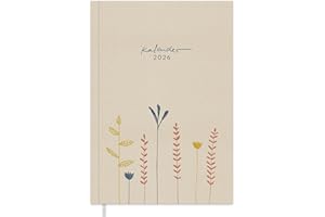 ‎EINE DER GUTEN Eine der Guten Terminkalender A5 - Kalender 2026, Wochenplaner & Notizbuch, Softcover Taschenkalender Terminplaner, leicht & übersichtlich, Creme Beige mit Blumen, klimaneutral, FSC Papier