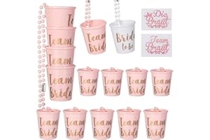 SAMSYOKI 15 Pièces verres à liqueur avec chaîne verres à shot perlé mariée en plastique collier de verre de bachelorette et mariée pour décorations de fête de mariage et douche nuptiale