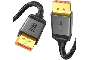 Silkland 80Gbps Kabel DisplayPort 2.1 3M DP80, 8K@240Hz 4K@960Hz/540Hz/480Hz/240Hz Kabel DP 2.1 16K, HDR FreeSync G-Sync UHBR20 do Gaming-Monitor, PC, 5090 7900XTX