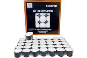 Requisite Needs 100 Tea Light Candles 8 Hour Burn Time White Unscented