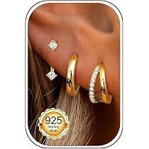 Dochais 3 Paia Di Orecchini A Perno In Cartilagine Placcata Oro 14k Per Donne 1014730