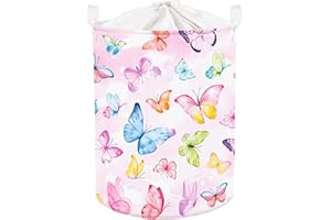 Clastyle Ceste Biancheria Bambini Farfalla Cestino Giocattoli Vestiti Impermeabile per Donna Ragazza Cestino Portaoggetti per Bagno Cameretta Bucato, Rosa, 36 * 45 cm