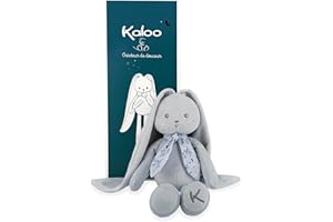 KALOO - Lapinoo - Muñeco Conejo - Peluche Bebé de Pana Aterciopelada - 35 cm - Color Azul - Material Muy Suave - Caja Regalo - Desde el Nacimiento, K969944