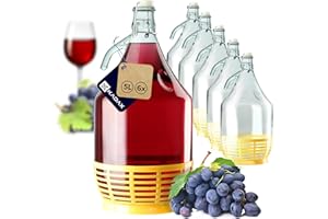 ‎KADAX KADAX Weinballon 5L, Glasballon für Wein 6 stück, Weinfass aus glas, Gärballon, Fass für Wein aus Glas, Bügelflasche mit Korb, Gärbehälter für Wein, Glasgärballon Set