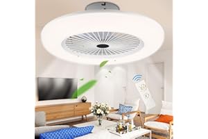 Jopassy Deckenventilator mit Beleuchtung 80W, Ø55cm LED Deckenleuchte Dimmbar mit Ventilator und Fernbedienung, 3 Geschwindigkeiten und 3 Farbtemperatur