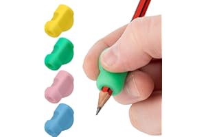 Stylo 4 Pack Pencil Grips for Children Handwriting, Multi-Color Designs, Assorted - For Left and Right Handed Children - Comfortable Writing Aid for Improving Handwriting (Multicolored)