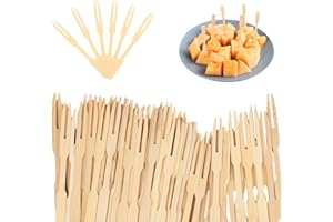 Elitecran 160 Piezas Tenedores de Postre Desechables, Tenedores de Bambú, Tenedores de Madera, Cubiertos Desechables, Wooden Fork, Mini Tenedores de Cóctel para Fiestas, Cumpleaños, Pícnic y Camping