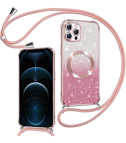 Custodia Magnetica Per IPhone 11 Con Cordino | Glitter Cuore | Compatibile MagSafe | Viola - Foto 2