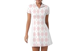 FKEEP Golf-Tenniskleid mit Shorts, Damen, Rollkragen, athletisches Workout, Golfkleid, lässig, ärmellos, Colorblock-Kleid