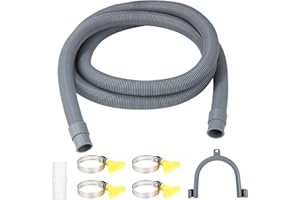 JUTYUM Ablaufschlauch Verlängerung für Waschmaschine 1M Ablaufschlauch Waschmaschine Geschirrspüle Universal Waschmaschinenschlauch mit Verbinderl und 4 Schlauchschellen und einen Haltebogen