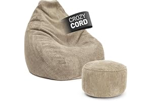 ‎LUMALAND Lumaland Relax Set Cord – Sitzsack Giant + Pouf | Besser als Sofa, Sessel & Co. | XXL Bean Bag + Sitzpouf Hocker mit Füllung (EPS Perlen) für Indoor | Bodensofa für Wohnzimmer, Schlafzimmer & Gaming