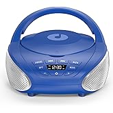 Gueray Portable CD Player Boombox Compact CD Radio with Stereo Speakers FM Radio AUX Input 1/8" Jack for Headphones and LCD D